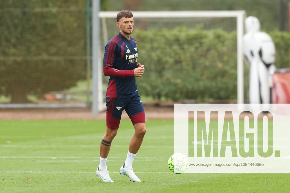 Arsenal Training & Media Conference, Champions League Ben White of Arsenal during the Arsenal training session at the Arsenal FC Training Centre, ahead of UEFA Champions League Matchday 2 v Lille, London Colney, England on 12 October 2026 Credit: Tiego Grenho Every Second Media Editorial use only. All images are copyright Every Second Media Limited. No images may be reproduced without prior permission.