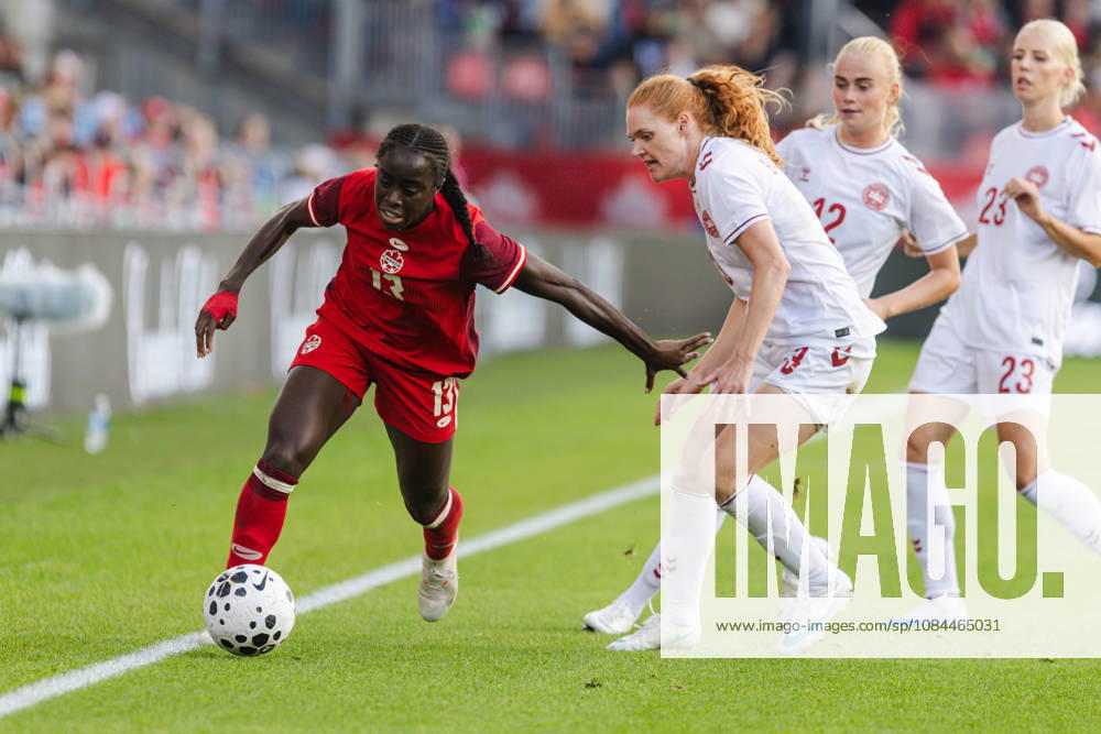 Simi Awujo of Canada dribbles with the ball during the Women’s International Friendly, Länderspiel, Nationalmannschaft match between Canada and Denmark on October 12th, 2026 in BMO Field, Toronto, Ontario, Canada