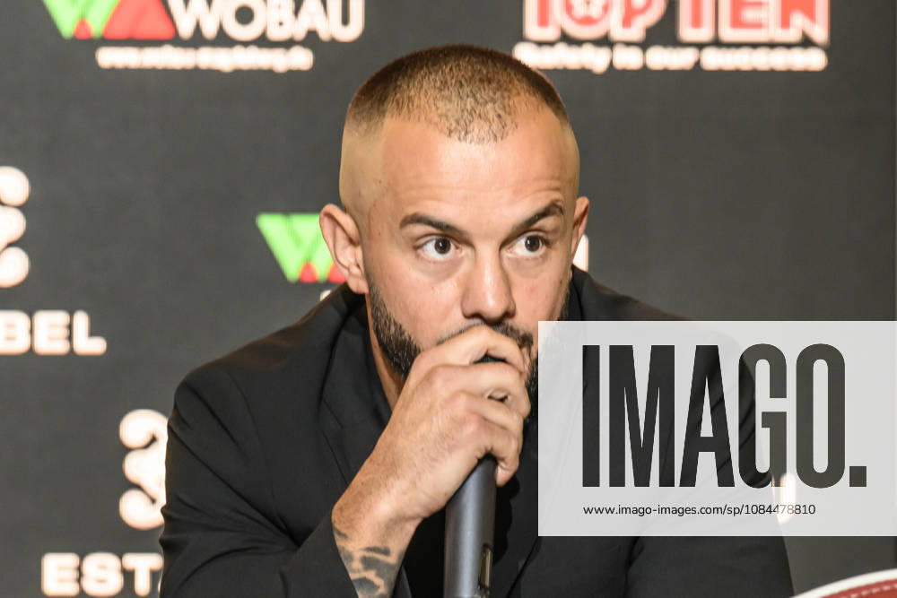Im Bild v.l.: Armend Xhoxhaj – WBO Europe Champion, GER, Magdeburg, SES, Erste Pressekonferenz vor der SES-Box-Gala am Samstag, 14. November 2026, Messe Magdeburg, 13.10.2026,