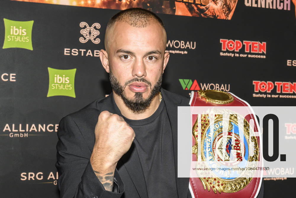 Im Bild v.l.: Armend Xhoxhaj – WBO Europe Champion, GER, Magdeburg, SES, Erste Pressekonferenz vor der SES-Box-Gala am Samstag, 14. November 2026, Messe Magdeburg, 13.10.2026,