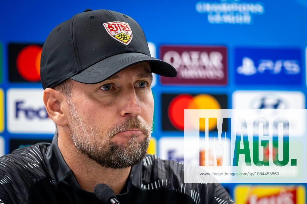 SLOVAN BRATISLAVA - STUTTGART Head coach of Stuttgart Sebastian Hoeness speaks during press conference, PK, Pressekonferenz ahead of the matchday 2 of League phase round of UEFA Champions league football match between SK Slovan Bratislava and VfB Stuttgart at Narodny futbalovy stadion National football stadium Tehelne Pole. Bratislava, Slovakia