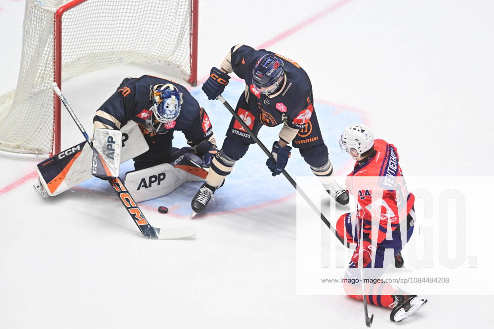 Ice hockey, Eishockey Champions League match: HC Dynamo Pardubice vs Vaxjo Lakers Hockey Club in Pardubice, Czech Republic, October 13, 2026. From left Adam Ahman, Keegan Lowe, both of Vaxjo, Oleksii Yevtiekhov of Pardubice. (CTKxPhoto JosefxVostarek) CTKPhotoP2026101306596 CTKPhotoP2026101306596