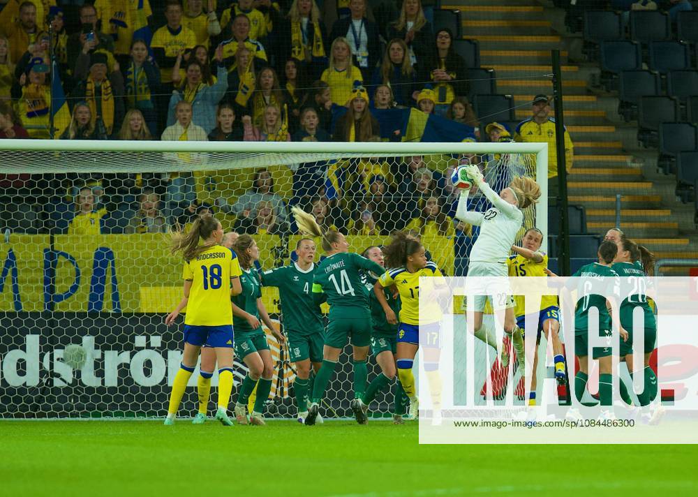 Meda Seskute goalkeeper of Lithuania in the World Cup 2027 qualifier match between Sweden and Lithuania at Strawberry Arena on October 13, 2026 in Solna, Sweden. (Peter Sonander SPP)