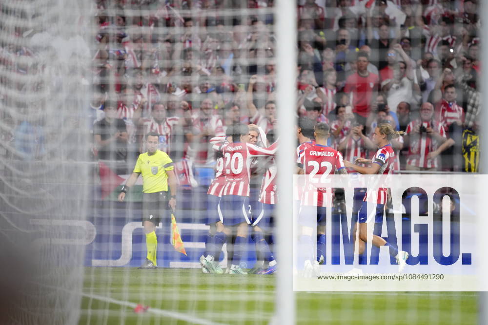 Atletico de Madrid v Manchester United, ManU - UEFA Champions League 2026 27 League Phase MD2 Pablo Barrios central midfield of Atletico de Madrid and Spain celebrates after scoring his sides first goal during the UEFA Champions League 2026 27 League Phase MD2 match between Atletico de Madrid and Manchester United at Estadio Metropolitano on October 13, 2026 in Madrid, Spain. Madrid Spain
