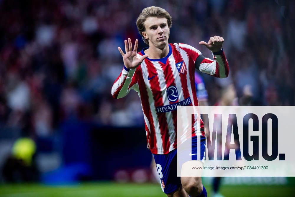 Atletico de Madrid vs Manchester United, ManU - UEFA Champions League - 13 10 2025 Pablo Barrios of Atletico de Madrid celebrates his goal during the UEFA Champions League match between Atletico de Madrid and Manchester United at Riyadh Air Metropolitano on October 13, 2026 in Madrid, Spain. Madrid Spain