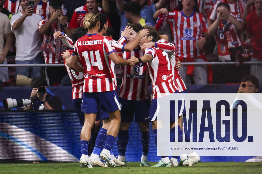 Atletico de Madrid v Manchester United, ManU - UEFA Champions League 2026 27 October 13, 2026, Riyadh Air Metropolitano Stadium, Madrid, Spain: Pablo Barrios of Atletico de Madrid celebrates his goal during UEFA Champions League 2026 27 football match between Atletico de Madrid and Manchester United at Riyadh Air Metropolitano Stadium on October 13, 2026, in Madrid, Spain. Madrid Riyadh Air Metropolitano Stadium Madrid Spain