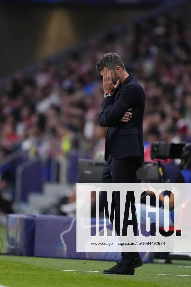 Atletico de Madrid v Manchester United, ManU - UEFA Champions League 2026 27 League Phase MD2 Michael Carrick head coach of Manchester United reacts during the UEFA Champions League 2026 27 League Phase MD2 match between Atletico de Madrid and Manchester United at Estadio Metropolitano on October 13, 2026 in Madrid, Spain. Madrid Spain
