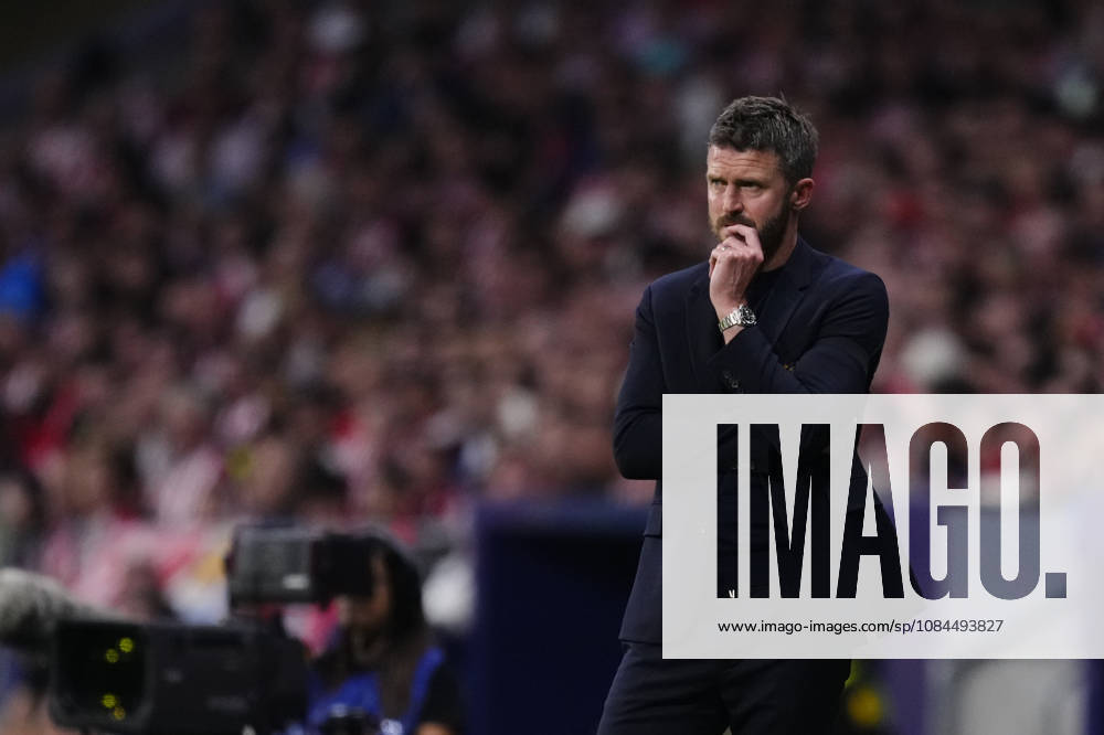 Atletico de Madrid v Manchester United, ManU - UEFA Champions League 2026 27 League Phase MD2 Michael Carrick head coach of Manchester United reacts during the UEFA Champions League 2026 27 League Phase MD2 match between Atletico de Madrid and Manchester United at Estadio Metropolitano on October 13, 2026 in Madrid, Spain. Madrid Spain