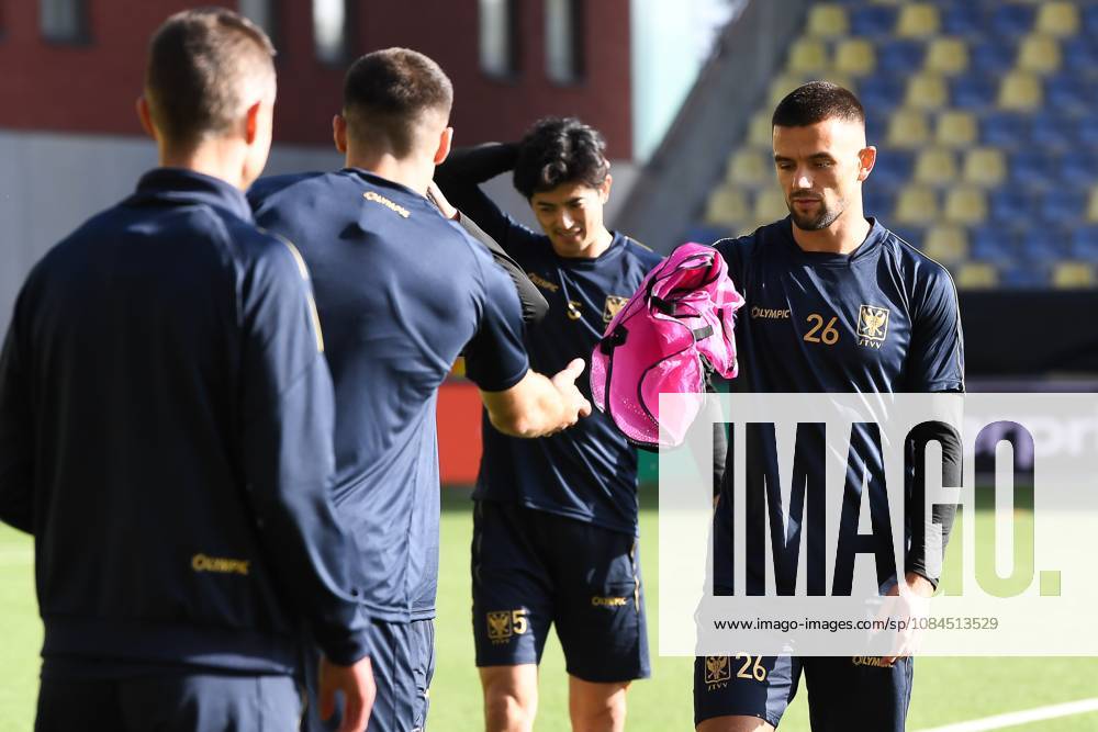 STVV s Visar Musliu pictured during a training session of Belgian soccer team Sint-Truidense VV, Wednesday 14 October 2026 in Sint-Truiden. The team is preparing for the opening match of the UEFA Conference League league phase against Georgian FC Iberia 1999 Tbilisi tomorrow. JILLxDELSAUX x189775336x