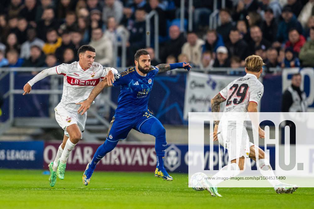 Tigran Barseghyan in a battle during UEFA Champions league match , SK Slovan Bratislava - VFB Stuttgart , 14. october 2026, Tehelne pole Stadium, Bratislava, Slovakia
