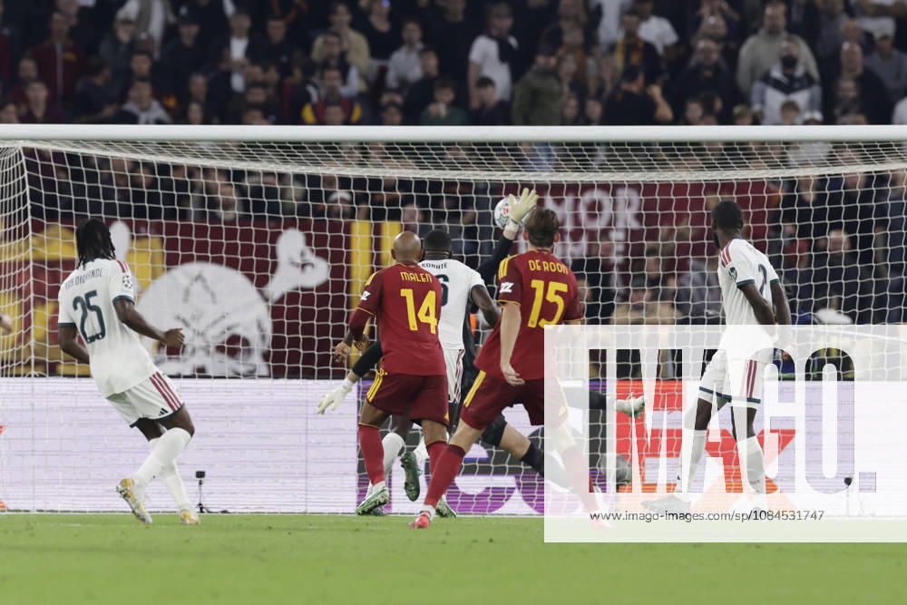 UEFA Champions League AS Roma vs Real Madrid Romas Dutch midfielder Marten de Roon scores against Real Madrid goal of 1-0 during UEFA Champions League match between AS Roma vs Real Madrid at Olimpico stadium on October 14, 2026 in Rome, Italy. _BPH2985