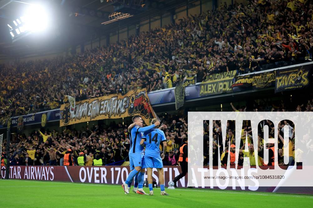 Lovro Majer of AEK Athens celebrates scoring their side s first goal of the game Shakhtar Donetsk v AEK, UEFA Champions League, Football, Stamford Bridge, London, UK - 14 Oct 2026London Stamford Bridge United Kingdom