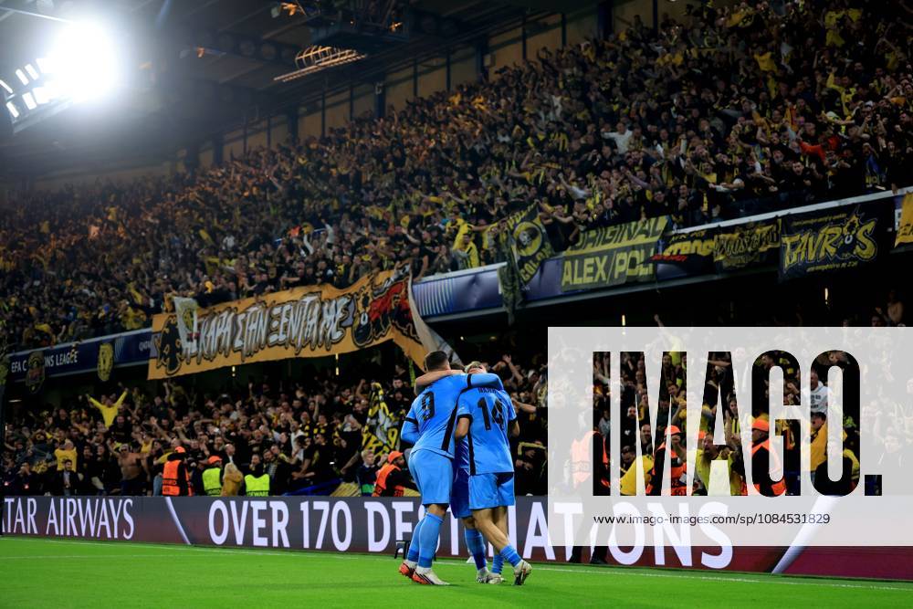 Lovro Majer of AEK Athens celebrates scoring their side s first goal of the game Shakhtar Donetsk v AEK, UEFA Champions League, Football, Stamford Bridge, London, UK - 14 Oct 2026London Stamford Bridge United Kingdom