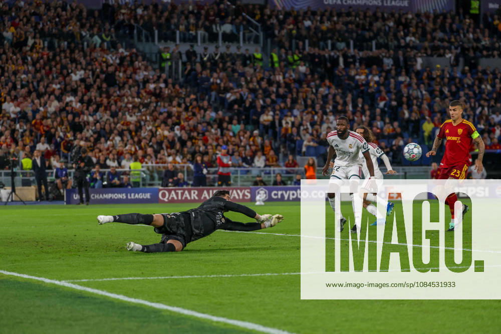 Thibaut Courtois of Real Madrid during the Champions League football match between AS Roma and FC Real Madrid at the Stadio Olimpico in Rome on October 14, 2026.Pictured: Roma Italy - ZUMAs236 20261014_aap_s236_041