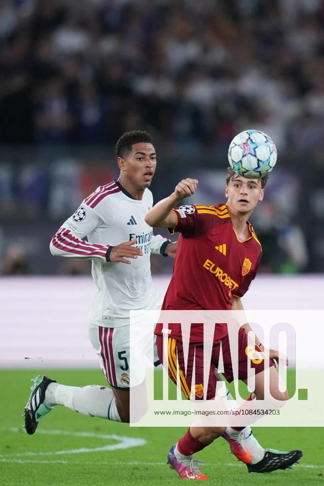 Roma’s Niccolo Pisilli during the UEFA Champions League Phase - Matchday 2 soccer match between AS Roma and Real Madrid at the Rome s Olympic stadium, Italy - Wednesday October 14, 2026 - Soccer ( Photo by Alfredo Falcone LaPresse )