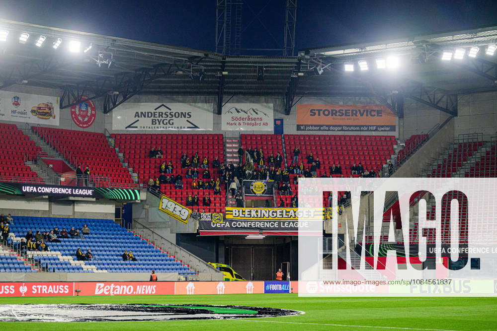 Fans of Mjällby ahead of the UEFA Conference League football match between Mjällby and Inter Club d Escaldes on October 15, 2026 in Helsingborg. Photo: Christoffer Borg Mattisson BILDBYRÅN COP 261 CB0562 fotboll football soccer fotball uefa conference league conference league mjällby in bbeng fotboll football soccer fotball uefa conference league conference league mjällby in bbeng