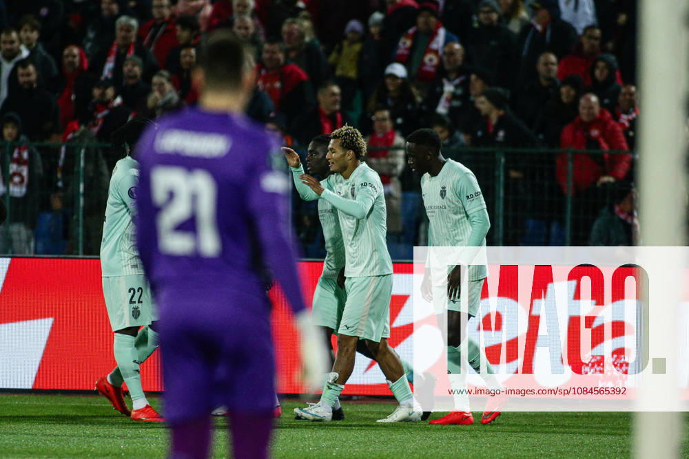 SOCCER - UEFA Conference League - CSKA vs. AS Monaco Photo by IPA ABACAPRESS.COM89724660 - Monaco s players celebrate after scoring during the UEFA Conference League match between PFC CSKA and AS Monaco at Vasil Levski National Stadium in Sofia, Bulgaria, on October 15, 2026 Sofia Bulgaria