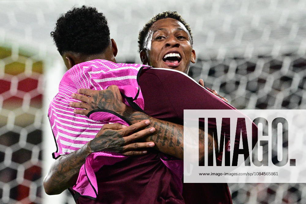 Football European League, 2nd round match Sparta Praha vs Lillestrom SK in Prague, Czech Republic, October 15, 2026. Josimar Alcocer of Sparta (right) celebrates goal. (CTKxPhoto MichalxKamaryt) CTKPhotoP2026101508176 CTKPhotoP2026101508176