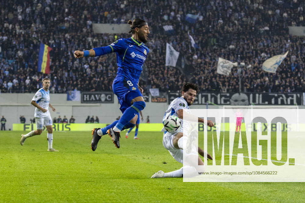 UEFA Conference League 2026, League phase, Matchday 1 Universitatea Craiova vs Getafe, Ion Oblemenco Stadium, Craiova,Romania 34 Tudor Baluta puts in a tackle and blocks the cross