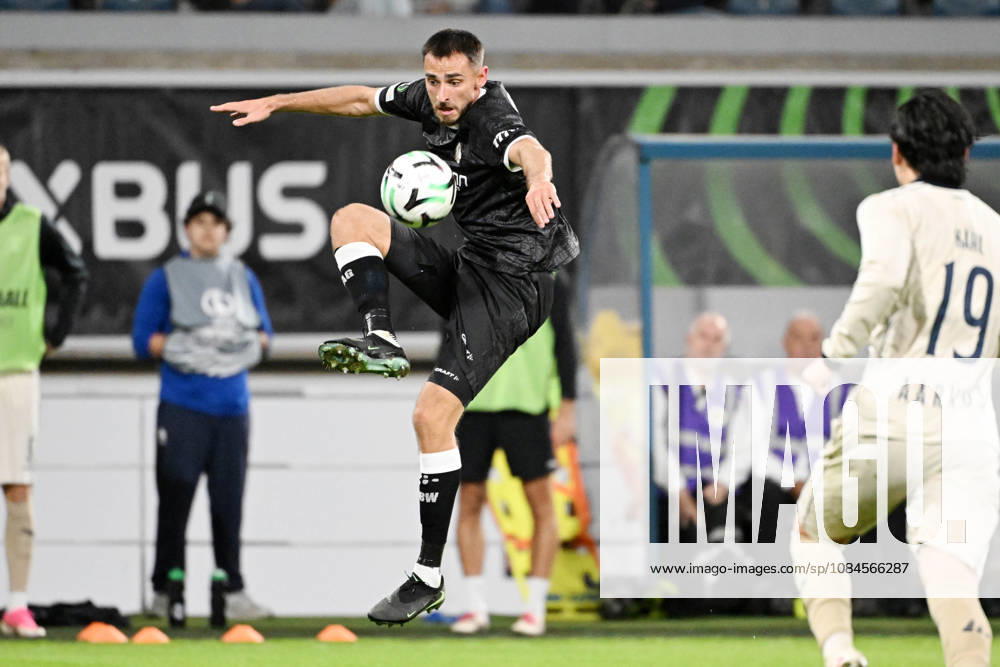AA Gent vs Aarhus Matties Volckaert of KAA Gent is pictured in action with the ball during Matchday 2 in the 2026-2027 Uefa Conference League season - league phase between AA Gent and AGF Aarhus on October 15 , 2026 in Gent, Belgium. (Photo by Maarten Straetemans Isosport) Gent Belgium