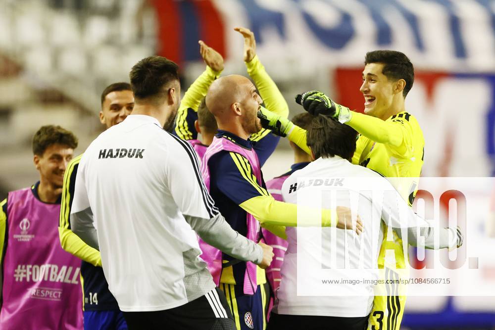 SPLIT, 15 10-2026, Poljud Stadium , season 2026 2027 , UEFA Conference League Football . Match between Hajduk Split and Ajax. Picture shows Hajduk celebrate the 2-1 Hajduk Split - Ajax x208452038x