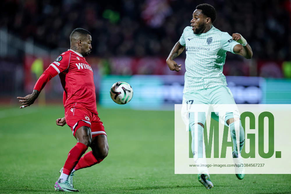 Football - UEFA Conference League - Round 1 - PFC CSKA Sofia - AS Monaco - 15.10.2026 Pastor Pastor, 2 of PFC CSKA Sofia and Stanis Idumbo, 17 of AS Monaco FC during UEFA Conference League - Round 1 match between PFC CSKA Sofia and AS Monaco at Vasil Levski Stadium in Sofia, Bulgaria, on October 15th, 2026 in Sofia, Bulgaria. Bulgaria