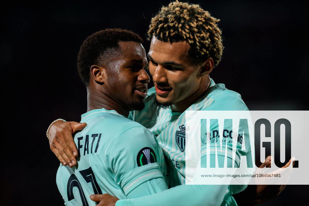 CSKA vs AS Monaco - UEFA Conference League SOFIA, BULGARIA-OCTOBER 15: Ansu Fati (L) and Paris Brunner (R) of AS Monaco celebrating second goal for 0-2 during the UEFA Conference League - League Phase, Matchday 1 between teams of CSKA and AS Monaco at Vasil Levski National Stadium in Sofia, Bulgaria, 15 October 2026. Borislav Troshev Anadolu Sofia Bulgaria. Editorial use only. Please get in touch for any other usage.