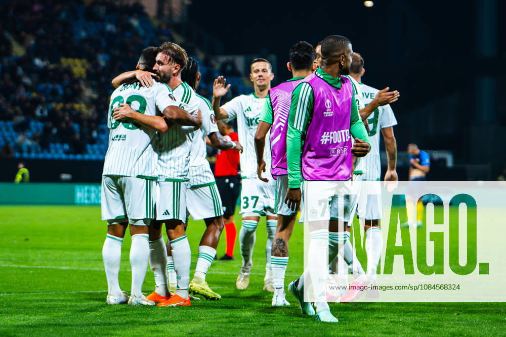 Muamer Tankovic of Omonia (L) celebrate score during the UEFA Europa League match between Celje (Slovenia) and Omonia (Cyprus) at Stadion Celje, Celje on October 15, 2026 in Celje, Slovenia. (Photo by Andraz Corel Sports Press Photo).