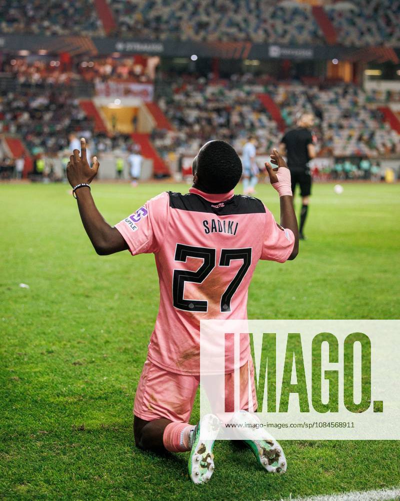 Noah Sadiki of Sunderland celebrates his goal Torreense v Sunderland, UEFA Europa League, Football, Estadio Dr. Magalhaes Pessoa, Leiria, Portugal - 15 Oct 2026Leiria Estadio Dr. Magalhaes Pessoa Portugal