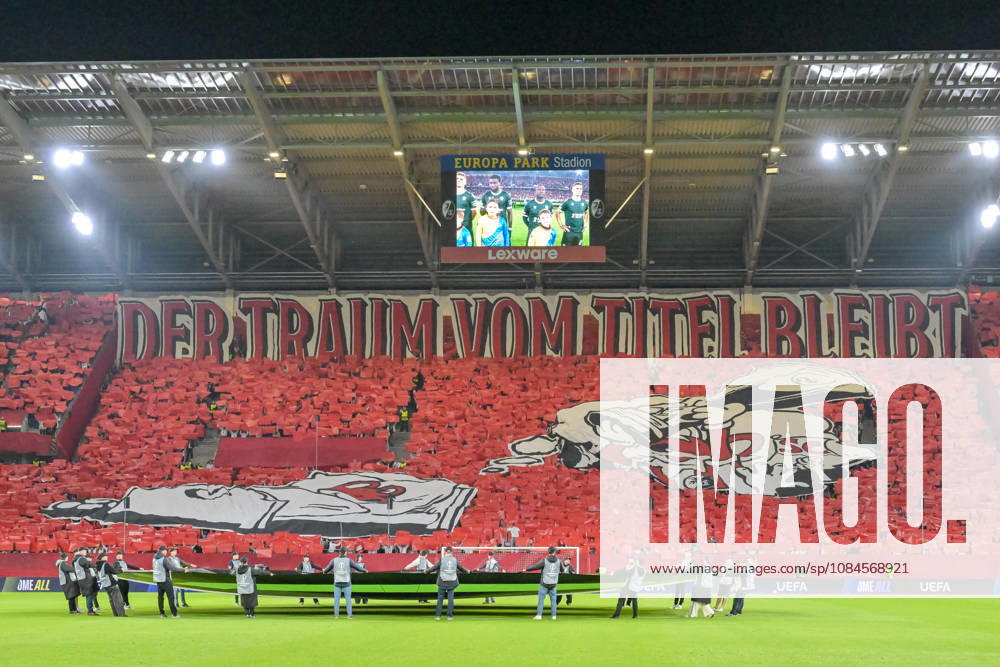 Choreo Der Traum vom Titel bleibt GER, SC Freiburg vs JK Jablonec, Fussball, Uefa Conference League, 1. Spieltag, Saison 2026 2027, 15.10.2026 GER, SC Freiburg vs JK Jablonec, Fussball, Uefa Conference League, 1. Spieltag, Saison 2026 2027, 15.10.2026 Freiburg
