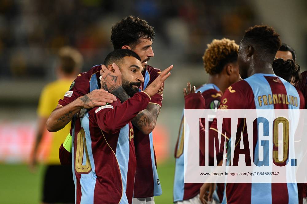 KuPS Kuopio v Trabzonspor - UEFA Conference League TAMPERE, FINLAND - OCTOBER 15: Muhammed Salah (10) of Trabzonspor celebrates with his team mates after a goal during the UEFA Conference League Week 1 match between KuPS Kuopio and Trabzonspor at Tammelan Stadium, on October 15, 2026 in Tampere, Finland. Hasan Tascan Anadolu Tampere Finland. Editorial use only. Please get in touch for any other usage.
