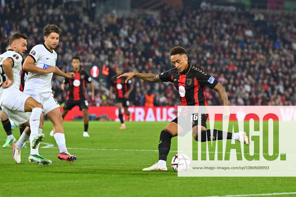 Bournemouth v Sturm Graz, Europa League Marcus Tavernier (16) of AFC Bournemouth on the attack during the Europa League match between Bournemouth and Sturm Graz at the Vitality Stadium, Bournemouth, UK on 15 October 2026. Bournemouth Vitality Stadium Dorset UK Editorial use only ,