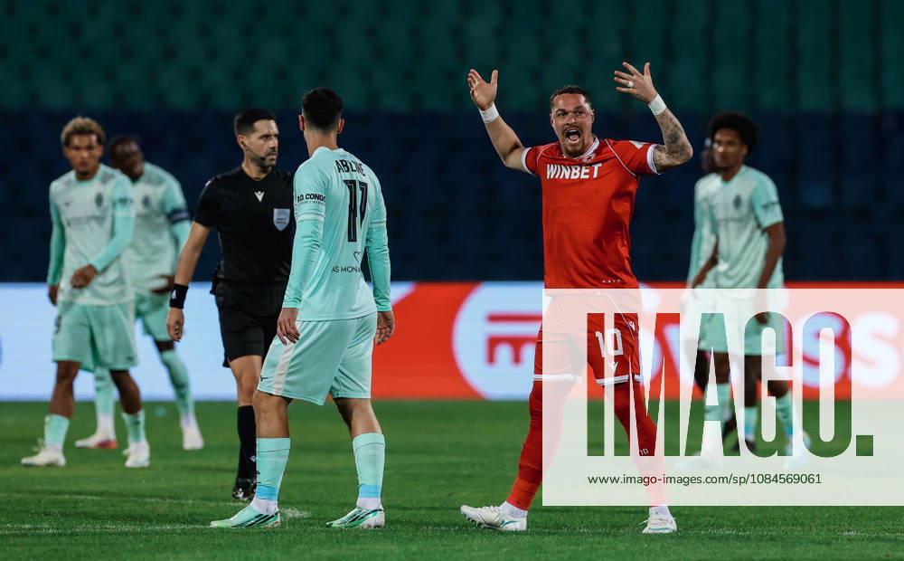 CSKA vs AS Monaco - UEFA Conference League SOFIA, BULGARIA-OCTOBER 15: Joel Zwarts (2-L) of CSKA reacts after scoring goal for 1-2 during the UEFA Conference League - League Phase, Matchday 1 between teams of CSKA and AS Monaco at Vasil Levski National Stadium in Sofia, Bulgaria, 15 October 2026. Borislav Troshev Anadolu Sofia Bulgaria. Editorial use only. Please get in touch for any other usage.