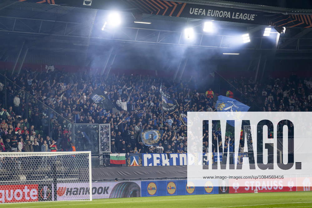 NIJMEGEN - supporters of Levski Sofia during the UEFA Europa League match between N.E.C. and Levski Sofia at Stadion De Goffert on 15 October 2026 in Nijmegen , Nederland. (Photo by DeFodi Images) -