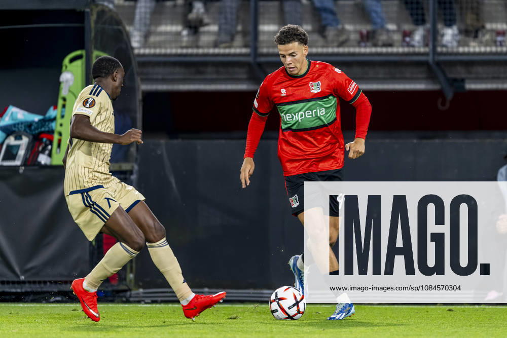 NIJMEGEN - (R) NEC Nijmegen forward Clement Bischoff during the UEFA Europa League match between N.E.C. and Levski Sofia at Stadion De Goffert on 15 October 2026 in Nijmegen, Nederland. (Photo by DeFodi Images) -