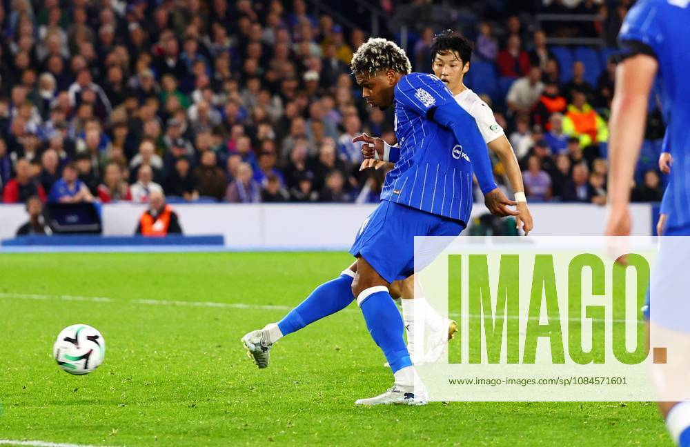 Georginio Rutter of Brighton and Hove Albion scores a goal to make the score 1-0. Brighton & Hove Albion v Kauno Zalgiris, UEFA Conference League, Football, American Express Stadium, Brighton, UK - 15 Oct 2026Brighton American Express Stadium United Kingdom