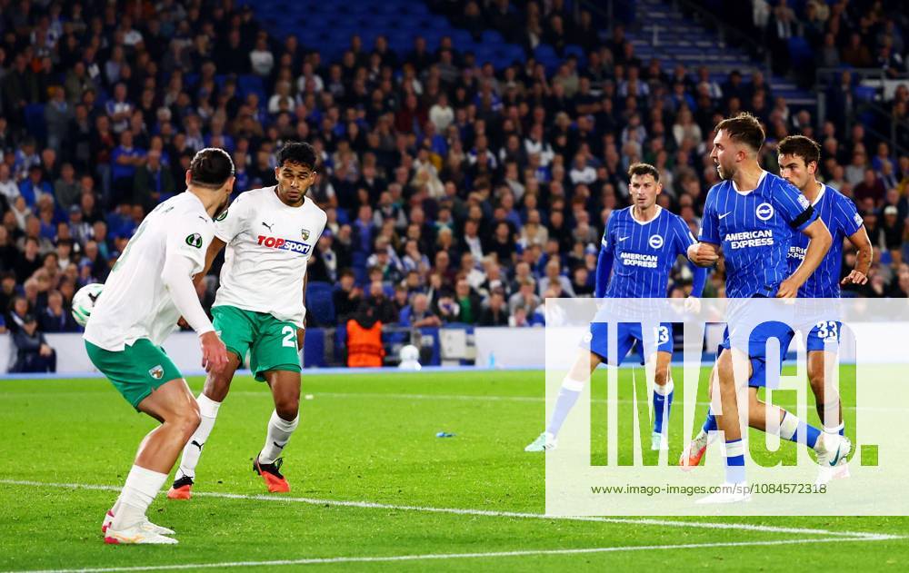 Jack Hinshelwood of Brighton and Hove Albion scores a goal to make the score 2-0. Brighton & Hove Albion v Kauno Zalgiris, UEFA Conference League, Football, American Express Stadium, Brighton, UK - 15 Oct 2026Brighton American Express Stadium United Kingdom