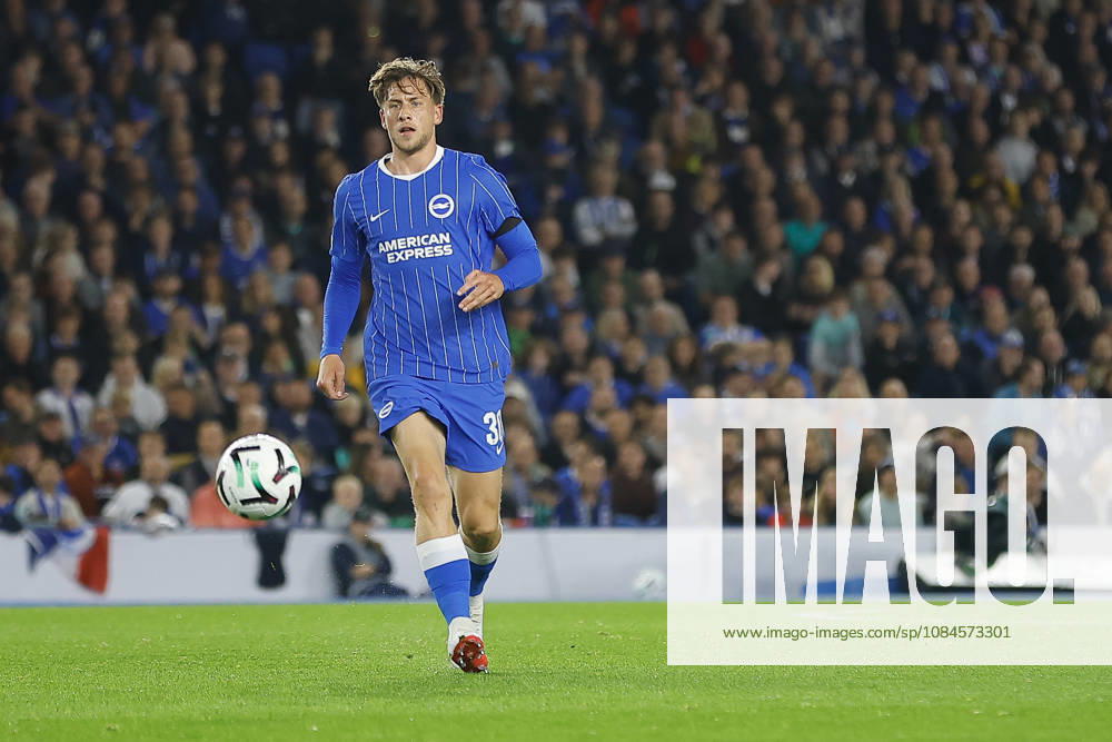 15th October 2026; American Express Stadium, Brighton, England; UEFA Conference League Football, Brighton and Hove Albion versus Kauno Zalgiris; Michael Svoboda of Brighton and Hove Albion moving the ball wide in attack formation ChrisxRoll