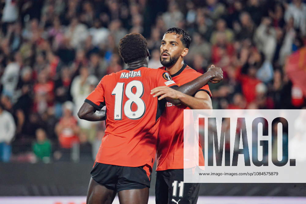 Joie des joueurs du Stade Rennais aprés le but de Mahamadou Nagida (Stade Rennais)