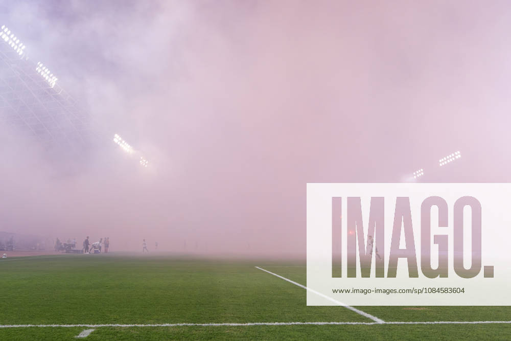 Torcida Split, supporters of HNK Hajduk Split, set off numerous flares during the UEFA Conference League match between HNK Hajduk Split (CRO) and AFC Ajax Amsterdam (NL) at Poljud Stadium. Split Croatia - ZUMAp210 20261015_zsp_p210_019
