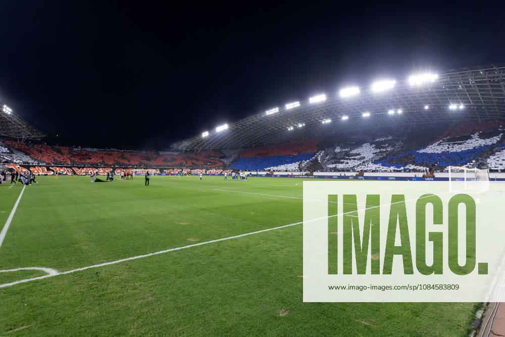 Torcida Split, supporters of HNK Hajduk Split, display a choreographed tifo before the UEFA Conference League 2026 27 League match between HNK Hajduk Split and AFC Ajax Amsterdam. Split Croatia - ZUMAp210 20261015_zsp_p210_056