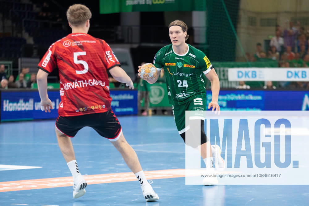 Handball, HBL2: SC DHfK Leipzig - ASV Hamm-Westfalen; 16.10.2026 Blaer Hinriksson (24, SC DHfK Leipzig). Handball, 2. Bundesliga, Saison 2026 2027, 8. Spieltag: SC DHfK Leipzig vs. ASV Hamm-Westfalen am 16.10.2026 in der Quarterback Immobilien Arena Leipzig.