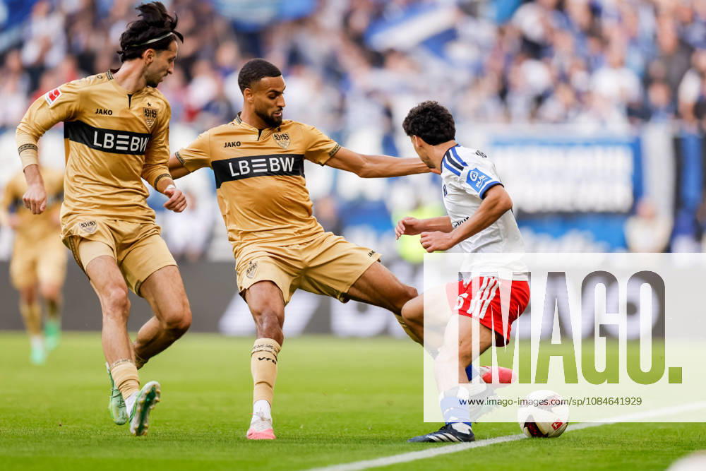 - Fußball, 1. Bundesliga 2026 27, Hamburger SV - VfB Stuttgart: Atakan Karazor (VfB Stuttgart, 16), Josha Vagnoman (VfB Stuttgart, 4), Martin Adeline (Hamburger SV, 5) DFL REGULATIONS PROHIBIT ANY USE OF PHOTOGRAPHS AS IMAGE SEQUENCES AND OR QUASI-VIDEO.