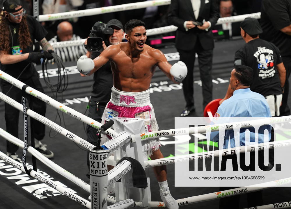 BOXING: Marco Romero vs Matias Ferreira in Las Vegas LAS VEGAS, NEVADA - OCTOBER 17: Marco Romero (in pink&white short) knock Matias Ferreira (not seen) out in the first round of 8 during their super middleweight fight on Saturday night at the Chelsea of The Cosmopolitan in Las Vegas, Nevada, United States on October 17, 2026. Tayfun Coskun Anadolu Nevada United States. Editorial use only. Please get in touch for any other usage.