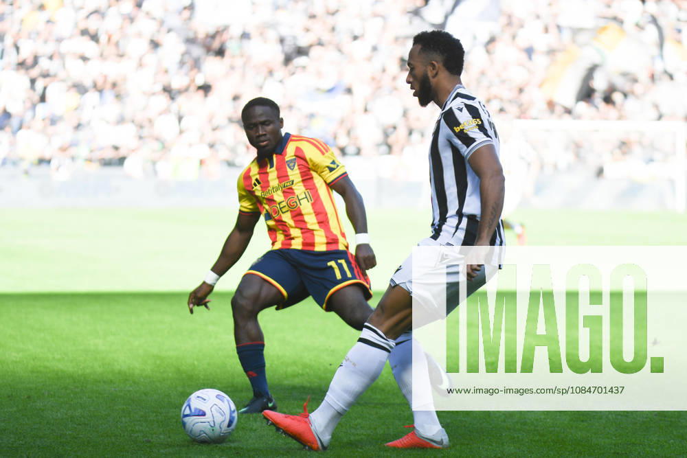Lecce s Konan N Dri in action against Udinese s Enzo Ebosse during the italian soccer Serie A match between Udinese Calcio vs US Lecce on 18 October 2026 at the Bluenergy stadium in Udine, Italy. ANSA . Soccer: Serie A; Udinese Vs Lecce - ZUMAa110 20261018_zaf_a110_006