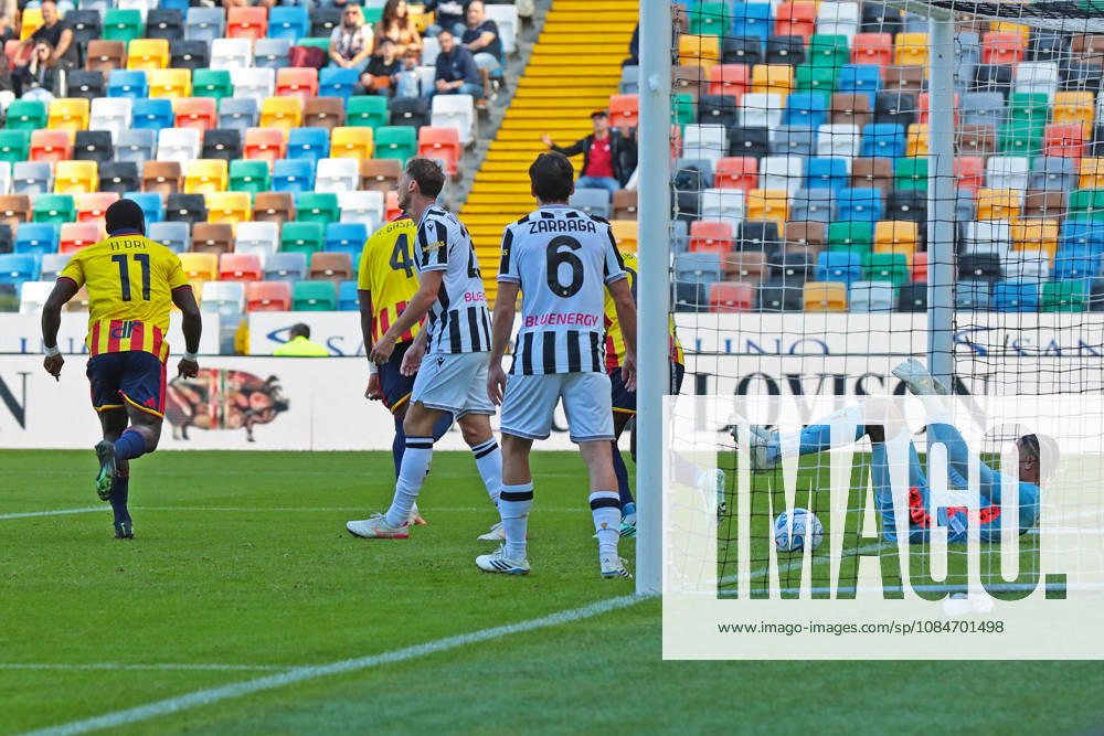 Lecce s gaspar celebrates after scoring the 0-1 goal for his team during the Serie A soccer match between Udinese and Lecce at the Friuli Stadium in Udine, north east Italy - October 18, 2026. - Soccer