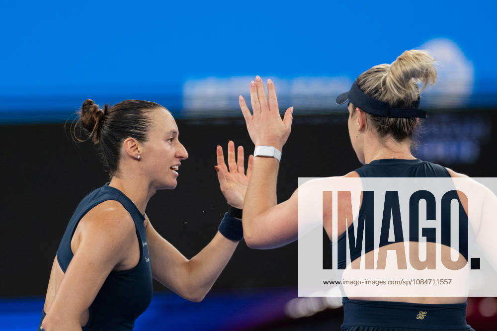 (261018) -- WUHAN, Oct. 18, 2026 -- Gabriela Dabrowski Luisa Stefani (L) celebrate during the women s doubles final match between Gabriela Dabrowski of Canada Luisa Stefani of Brazil and Storm Hunter of Australia Katerina Siniakova of the Czech Republic at the 2026 Wuhan Open tennis tournament in Wuhan, capital of central China s Hubei Province, Oct. 18, 2026. ) (SP)CHINA-WUHAN-TENNIS-WUHAN OPEN-WOMEN S DOUBLES (CN) DuxZixuan