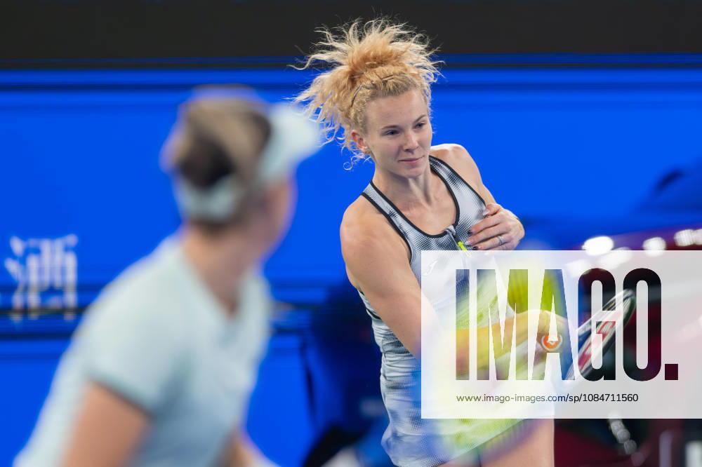 (261018) -- WUHAN, Oct. 18, 2026 -- Storm Hunter Katerina Siniakova (R) are seen during the women s doubles final match between Gabriela Dabrowski of Canada Luisa Stefani of Brazil and Storm Hunter of Australia Katerina Siniakova of the Czech Republic at the 2026 Wuhan Open tennis tournament in Wuhan, capital of central China s Hubei Province, Oct. 18, 2026. ) (SP)CHINA-WUHAN-TENNIS-WUHAN OPEN-WOMEN S DOUBLES (CN) DuxZixuan