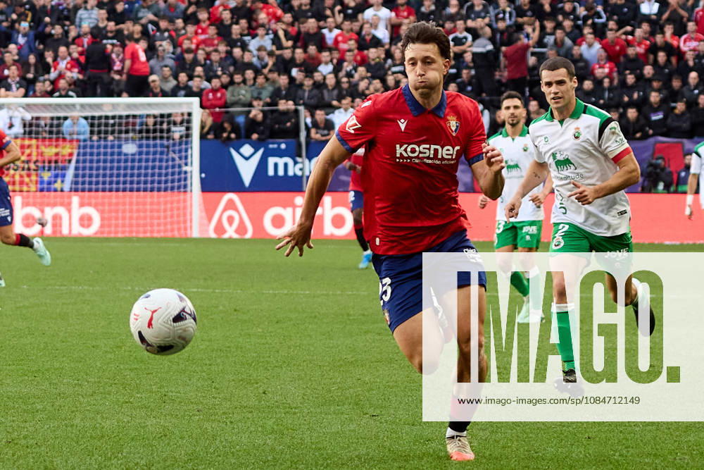 LaLiga EASports 2026 27 CA Osasuna v Racing de Santander Abel Bretones (23. OSA) in action during the football match of LaLiga EA Sports between CA Osasuna and Racing de Santander played at El Sadar stadium in Pamplona (Spain) on Oct 18 2026. Alvaro Mantilla (2. RAC) is also visible in the image. Credit: Inigo Alzugaray Agencia LOF Pamplona LaLiga EASports 2026 27 CA Osasuna v Racing de Santander