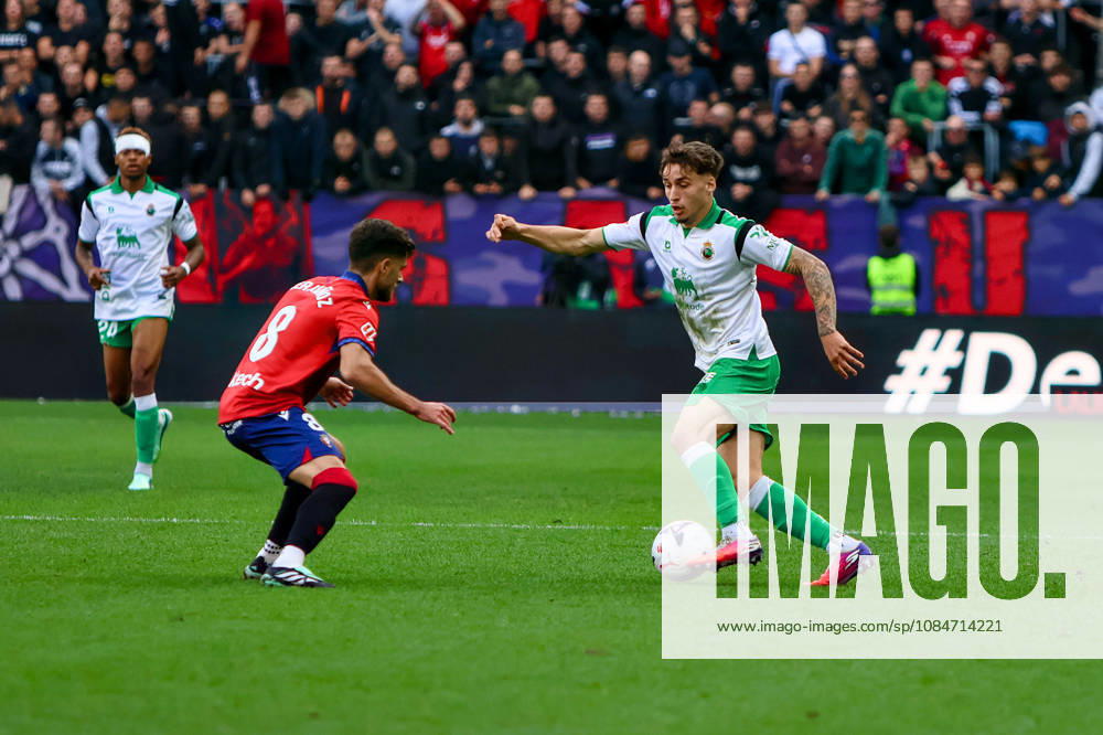 ESP: LaLiga EA Sports Atletico Osasuna v Racing Santander Jorge Salinas of Racing de Santander during LaLiga EA Sports match between Atletico Osasuna v Racing Santander played at El Sadar Stadium, Pamplona, on October 18 2026 in Spain Spain Soccer
